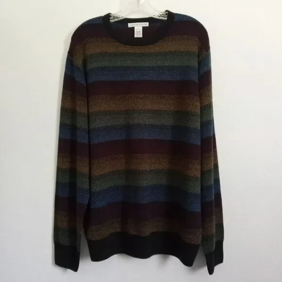Vintage Geoffrey Beene 80s Sweater Stripes Crew Neck Pullover Long Sleeve Men XL - Picture 8 of 8